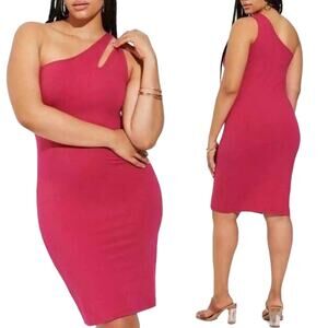 Torrid Mini Dress Bodycon Double Strap One Shoulder Hot Pink Womens Plus Size 2X